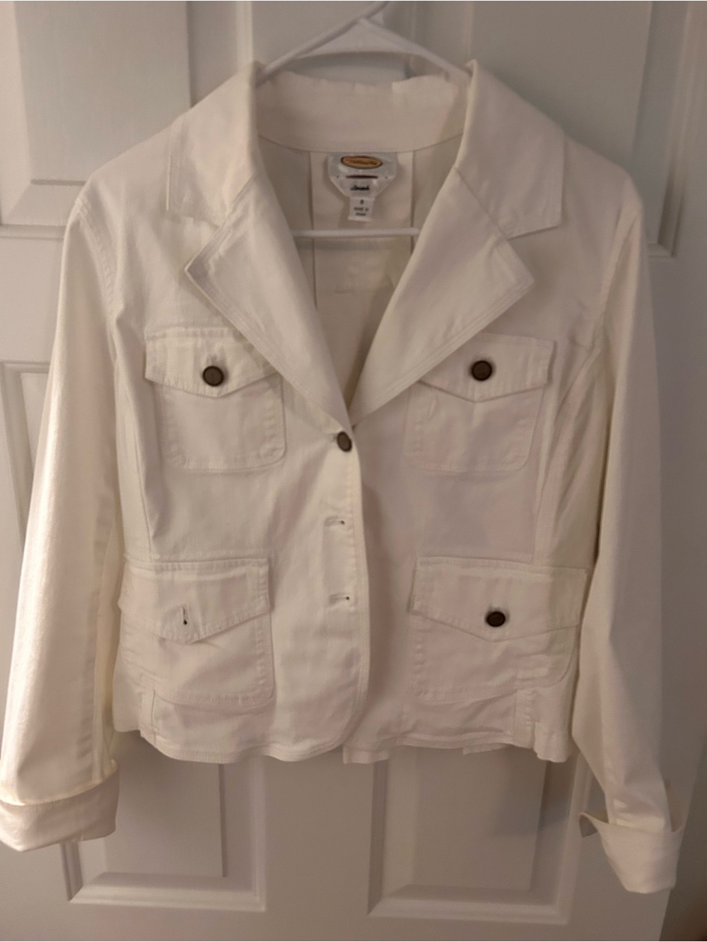 Talbots Off-White Button-Front Jean Jacket